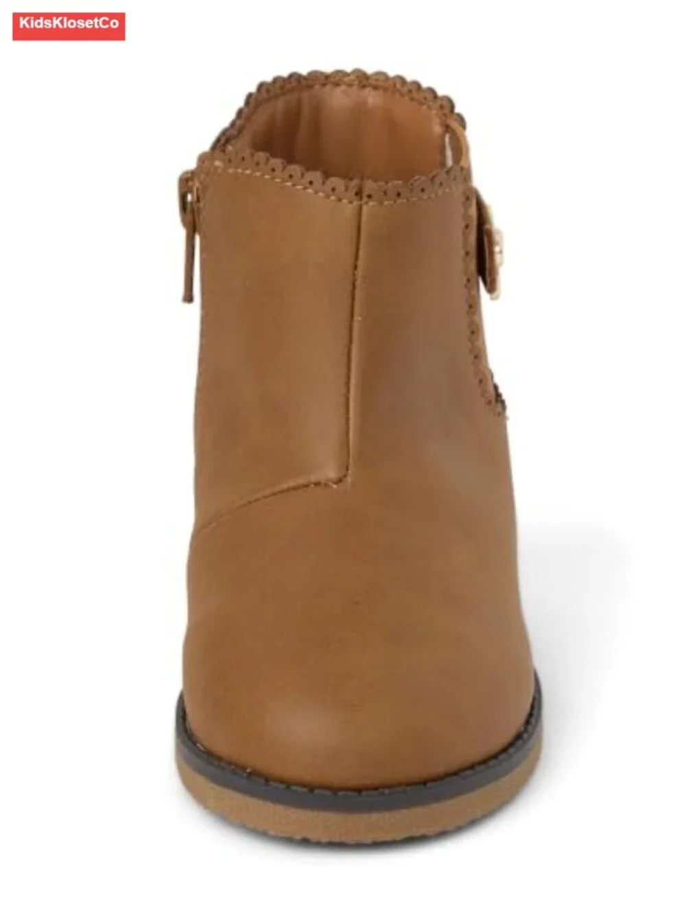 Girls Toddler Faux Leather Ankle Booties Side Zip Scalloped